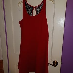 Red dress with black lace backing 1x